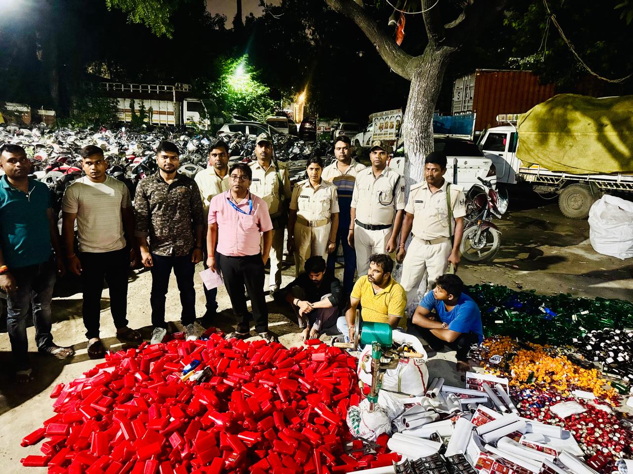 नकली शराब बनाने वाले ठिकाने पर छापेमारी