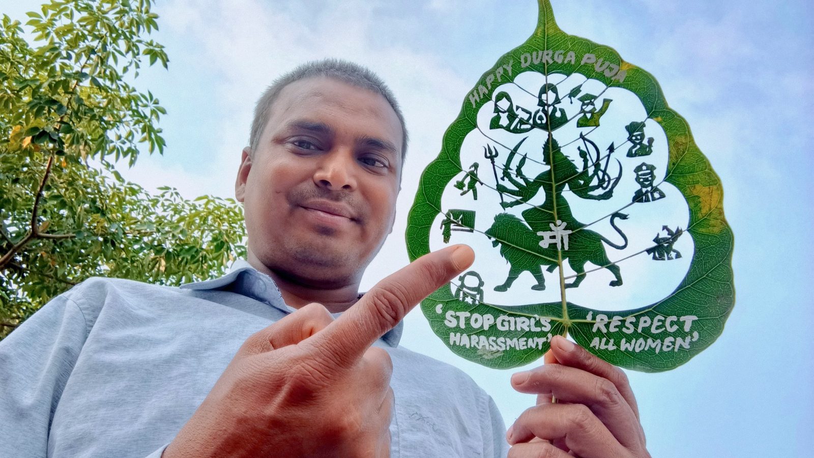 3 सेंटीमीटर के पत्ते पर 'नारी शक्ति' का महाघोष, मधुरेंद्र ने मां दुर्गा के जरिये दिया बड़ा संदेश